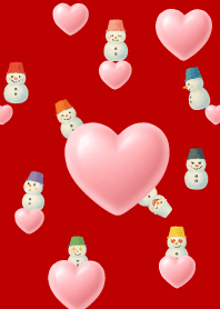 Colorful Snowman05 on red & beige