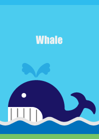 funny whale on blue