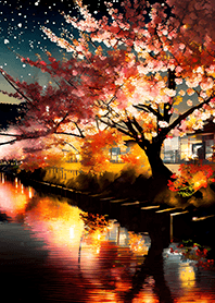 Beautiful night cherry blossoms#2186