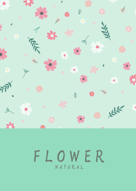 FLOWER MINT GREEN-NATURAL 28