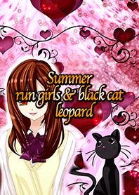 Summer run girls & black cat leopard