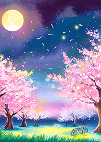 Beautiful night cherry blossoms#687