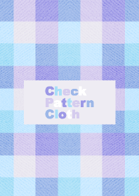 チェックの布地 パステル 水色×紫