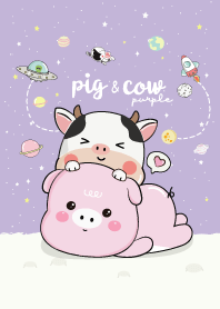 Pig with Cow : In Love (Purple)