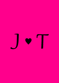 Initial "J & T" Vivid pink & black.