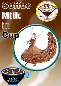 Coffee, milk in cup. 3CTWJ