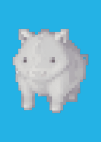 Rhinoceros Pixel Art Theme  Blue 04