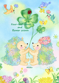 Four-leaf clover and flower crown