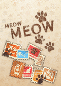 MEOW - 貓咪粉圓郵票旅行 (復古插畫風格♪)