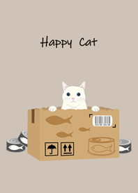 喜歡紙箱(白色貓咪)