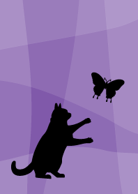 butterfly and cat on purple