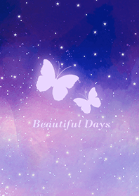 蝴蝶-浪漫夜空 漸層紫色星空