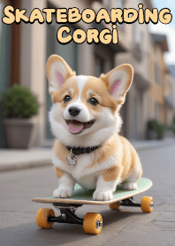 Cute Skateboarding Welsh Corgi VOL.7
