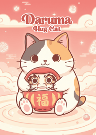 Daruma hug cat
