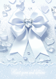 Sparkling Hearts & Ribbons - Snow Blue
