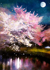 Beautiful night cherry blossoms#1769
