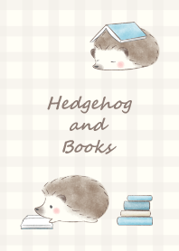 Hedgehog and Book -blue- plaid 2