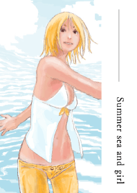 夏の海と少女