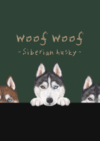 Woof Woof-Siberian husky-CHRISTMAS GREEN