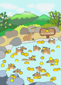 Animal-Capybara soaks in Yuzu Hot Spring