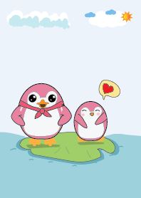 Pink cute little penguin