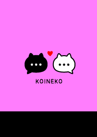 Pair Cat &Heart / Black & Neon Pink