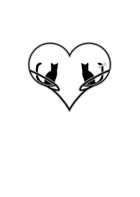 Simple cat and heart -white-