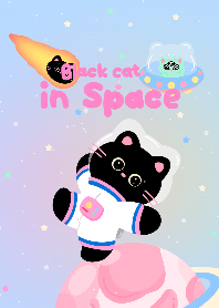 Black cat in space (black)