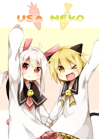 うさぎとねこの女の子