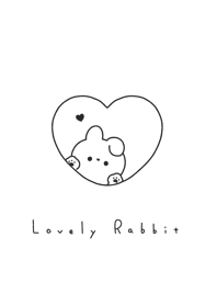 Rabbit in Heart(line)/wh black,