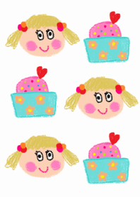 Cute girl and cupcake theme