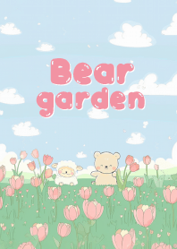 lovely bear in pastel garden