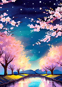 Beautiful night cherry blossoms#2148