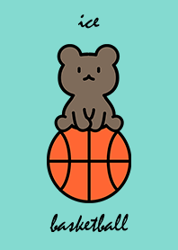 basketball and sitting bear cub iceblue.