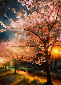 Beautiful night cherry blossoms#1871