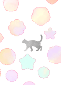 花と黒猫(こんぺいとう)