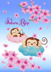 笑顔サル - 桜の雨