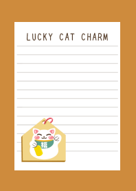 LUCKY CAT CHARM NOTEBOOK-BROWN-ORANGE