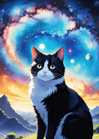 Night Moon Star Cat 1919c9