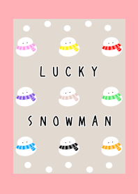 NINE LUCKY SNOWMEN-SNOWMAN-PINK REDj
