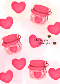 Pink heart in the jar