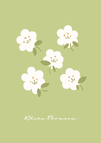 White Flowers Pattern No.7 Matcha green