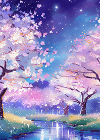 Beautiful night cherry blossoms#1098