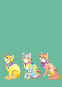 cat playing tricks on blue green