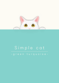 simple white cat/green turquoise.