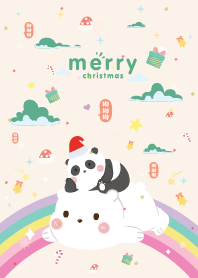 Merry Christmas Rainbow Star Bear Cream