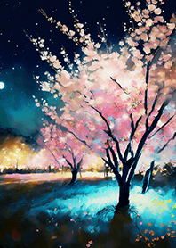 Beautiful night cherry blossoms#17