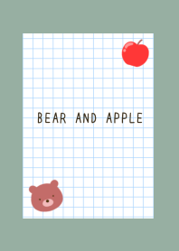 BEAR AND APPLE GRAPH PAPER/DUSTY GREEN
