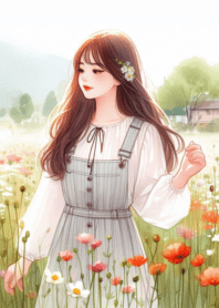 Minimal girl flower garden 468