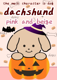 Halloween dachshund theme pink beige